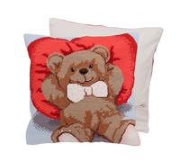 Trimits Half Stitch Tapisserie Kit de coussin au point de croix, dos de coussin inclus, toile pré-imprimée, fil et aiguille inclus 40 x 40 cm (15,75 x 15,75 in) - Ours en Peluche