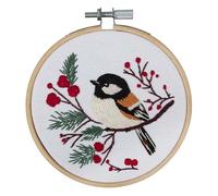 Trimits Kit de broderie - 10 cm - Kit de démarrage pour débutant, comprend des fils en bambou, des fils en bambou, un support d'aiguille et des instructions (français non garanti), oiseau