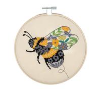 Trimits Kit de broderie - 15 cm - Kit de démarrage pour débutant, comprend des fils en bambou, des fils en bambou, un support d'aiguille et des instructions (français non garanti), abeille florale