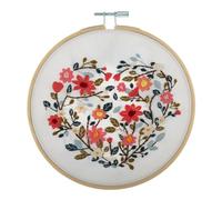 Trimits Kit de broderie - 15 cm - Kit de démarrage pour débutant, comprend des fils en bambou, des fils en bambou, un support d'aiguille et des instructions (français non garanti), motif cœur floral