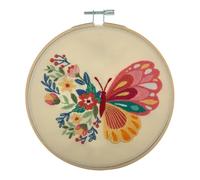 Hobby Gift - Kit de broderie Papillon - cercle bois 15 cm, pour débutant, fils en bambou