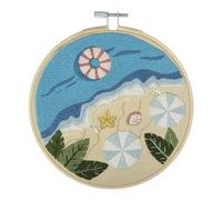 Trimits Kit de broderie - 15 cm pour débutant, comprend des fils en bambou, un support d'aiguille et des instructions (français non garanti), plage