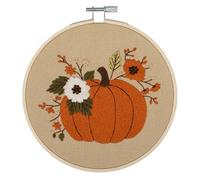Trimits Kit de broderie - 15 cm pour débutant, comprend des fils en bambou, un tissu au dos et des instructions (français non garanti), citrouille