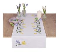 Trimits Kit de Broderie au Point de Croix - Chemin de Table - Comprend Tissu imprimé, Fils, Aiguille et Instructions (français Non Garanti) - 40 x 100 cm - Tulipes