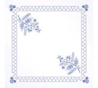 Trimits Kit de broderie au point de croix - Nappe - Comprend tissu imprimé, fils, aiguille et instructions (français non garanti), 80 x 80 cm, motif floral bleu