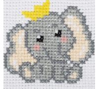 Trimits Kit de broderie au point de croix pour enfants - Instructions incluses (français non garanti) - 15 x 15 cm - Éléphant