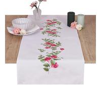 Trimits Kit de broderie - Chemin de table - Comprend tissu imprimé, fils, aiguille et instructions, 40 x 100 cm, motif fleurs et baies