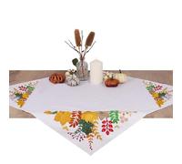 Trimits Kit de broderie - Nappe - Comprend tissu imprimé, fils, aiguille et instructions, 80 x 80 cm, Récolte d'automne