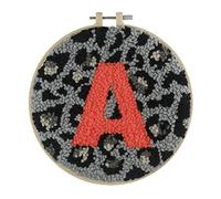 Trimits Kit de cerceau à Punch Needle avec fil épais, 20 cm (8in) - Monogramme à Imprimé Animal