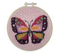 Trimits Kit de cerceau à Punch Needle avec fil épais, 20 cm (8in) - Papillon