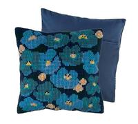Trimits Kit de coussin au point de croix, dos de coussin inclus, toile pré-imprimée, fil et aiguille inclus 40 x 40 cm (15,75 x 15,75 in) - Floral Moderne