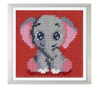 Trimits Kit de Demi-Point pour Enfants - Toile Imprimée 17 x 17cm avec Fils Acryliques, Aiguille en Plastique, Diagramme en Couleurs et Instructions - Activité Créative pour Enfants
