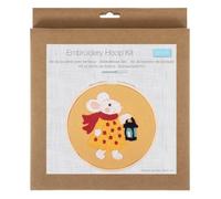 Trimits Kit de mini-tambour à broder Miss Mouse | Comprend un cercle à broder de 10 cm, du tissu imprimé, des fils, une aiguille, du feutre et des tutoriels QR.