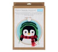 Trimits Kit de poinçonnage pingouin | Comprend un tissu imprimé, un tambour à broder, du fil, une aiguille à poinçonner et un enfile-aiguille pour débutants.