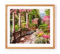 Trimits Kit de point de croix compté extra large - Motif jardin de paix sur tissu Aïda 14 points (65 x 53 cm) avec fils, aiguille, motif en couleur et instructions - Idéal pour progresser.