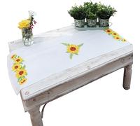 Trimits Kit de point de croix imprimé - Brodez votre propre chemin de table - Comprend, tissu imprimé, fils, aiguille et instructions, 40 x 100cm - Tournesols