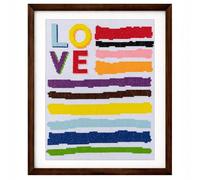 Trimits Kit de point de croix imprimé grand format - Motif graphique Love sur toile Aida 11 points (40 x 45 cm), avec fils à 6 brins pré-triés, diagramme de couleurs et instructions