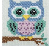 Trimits Kits d'apprentissage du point de croix pour enfants Point de croix compté, aiguille en toile Instructions incluses, 15 x 15 cm (6 x 6 in) - Chouette