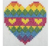 Trimits Kits d'apprentissage du point de croix pour enfants Point de croix compté, aiguille en toile Instructions incluses, 15 x 15 cm (6 x 6 in) - Cœur