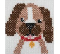 Trimits Kits d'apprentissage du point de croix pour enfants Point de croix compté, aiguille en toile Instructions incluses, 15 x 15 cm (6 x 6 in) - Chien