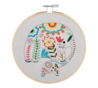 Generique Kit de broderie Éléphants 15 cm pour débutant, fils bambou, support aiguille