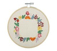 Trimits Kits de cerceaux de broderie - Kit de démarrage, comprend des fils de cerceau de bambou, un support d'aiguille en tissu et des instructions, 15 cm (6in) - Cadre photo fleuri