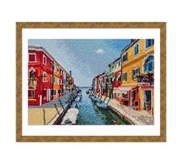 Trimits Kits de point de croix imprimé - Broderie imprimée Needlecraft pour adultes débutants enfants, Noël, cadeaux, art mural (cadre non inclus), Tissu Aida 14 fils - Été italien