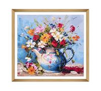 Trimits Kits de point de croix imprimés - Broderie imprimée pour adultes, débutants et enfants, Noël, cadeaux, décoration murale (cadre non inclus), toile Aïda 14 points, fleurs sauvages