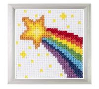 Trimits Kits d'initiation au point de croix pour enfants, point de croix compté, toile, aiguille, fil et instructions inclus, 15 x 15 cm, arc-en-ciel