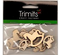 Trimits Lot de 10 écussons auto-adhésifs en bois Motif cheval à bascule 2300