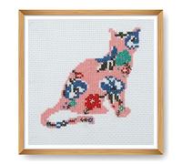 Trimits Mini kits de broderie au point de croix, chat, 13 x 13 cm
