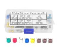 Trimmer Condensateur Réglable 6 mm, Kit de Condensateurs Électroniques 80 Pièces (5/10/20/30/40/60/70/120 pF), Résistant à l'Humidité, pour Techniciens et Passionnés d'Électronique