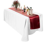 Trimming Shop 1 chemin de table en satin de soie bordeaux - 28 x 274 cm - Pour décoration de table de mariage, de fête d'anniversaire, de fête