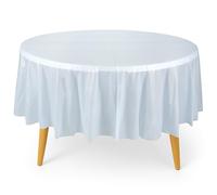 Trimming Shop 1 nappe de table ronde jetable en plastique imperméable et facile à nettoyer pour fête prénatale, mariage, anniversaire, fête de Noël, décoration de table d'intérieur - Bleu clair