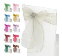 Trimming Shop 1 pièce 17x280cm Écharpes en Organza Ivoire Plus Larges Nœud Plus Plein Écharpe Nœuds de Housse de Chaise Écharpe pour Banquet Hôtel Anniversaire Réception Mariage Fête Décoration