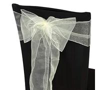 Trimming Shop 1 ruban en organza ivoire de 17 x 280 cm avec nœud plus large pour décoration de chaise, banquet, hôtel, réception, fête de mariage