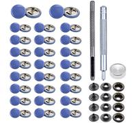 Trimming Shop 15mm Boutons-Pression 4 Pièce, Durable et Léger Métal Boutons Pression avec Main Fixation Outil pour Jeans, Cuir, Sangles Couture Projets, Vêtements Réparation - Peugeot Bleu, 50pcs