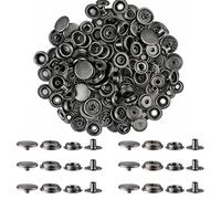 Trimming Shop 15mm Résistant Argent Grand Boutons-Pression pour Caravane, DIY Arts Artisanats, Travail du Cuir, Quatre Parties Boutons Pression, Laiton - Bronze Noir, Pack of 10