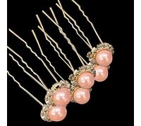 Trimming Shop Acier Inoxydable Épingles à Cheveux avec Perle, Cristaux Swarovski et Plaqué Argent, Design Fleur pour Mariage Noces, Bals, Femme Accessoire Mode - Perle Rose, 10pcs