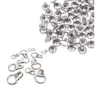 Trimming Shop Anneaux en D pour Cadre Photo de 10 mm avec Rivet Double Capuchon de 6 mm - Matériel de Fixation pour Crochets de Suspension, projets de Bricolage (Argent, 100 pièces)