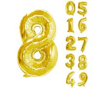 Trimming Shop Ballons de 16 "en aluminium, Numéro 8 Ballon, Self Scelling Ballons d'hélium pour anniversaire, mariage, fournitures de fête, décoration, ballons de feuille pour fêtes, or