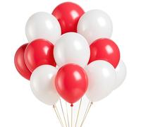 Trimming Shop Ballons en latex rouge et blanc de 25,4 cm pour fêtes et événements - Lot de 100 ballons de qualité hélium pour Noël, mariages, fêtes prénatales, Saint-Valentin et célébrations de