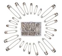 Trimming Shop Boîte de 250 épingles de sûreté en acier inoxydable pour fixer des vêtements, couture, projets d'artisanat (argent, 6 tailles différentes)