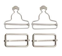 Trimming Shop Boucles de salopette 35 mm, boucles orthèses en métal avec fermeture coulissante rectangulaire, boucles Tri-Glide pour bretelles, salopettes pour enfants, bretelles, argentées, 2 pièces