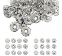Trimming Shop Boutons pression à ressort en S de 15 mm 4 parties, durables et légers, boutons-pression métalliques pour vestes, travail du cuir DIY, couture de vêtements, sacs à main, argent, 50