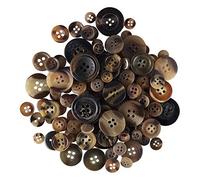 Trimming Shop Boutons ronds en résine 2 et 4 trous Couleurs et tailles assorties pour travaux manuels de couture, décoration faite à la main pour enfants, projet de bricolage, 50 g, marron