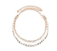 Trimming Shop Ceinture à chaîne Ajustable en métal pour Femmes avec Fermoir élégant et Perle Blanche à la Mode Taille Unique Convient à Tous Les Accessoires pour Filles (125 cm, Or)