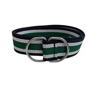 Trimming Shop Ceinture en Toile avec Double D - Boucle Anneau pour Hommes et Femmes, Ceinture en Toile Tissée Ajustable Tricolore, 34mm de Large, Vert, Blanc et Noir, X-Small