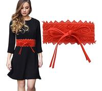 Trimming Shop Ceinture obi en Dentelle Creuse pour Femme, nœud Papillon, Ceinture cintrée en Cuir PU, nœud Papillon, pour Robes de mariée, à Porter au Quotidien, 100 mm de Large