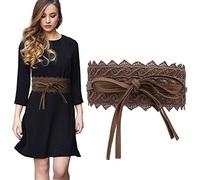 Trimming Shop Ceinture pour Femme en Dentelle Creuse Obi Ceinture nœud Papillon Enveloppant Autour du Cuir PU pour Robes de Mariage, Usage Quotidien, 100 mm de Large, Peau